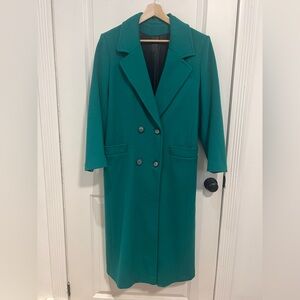‘FOX LAND’ VINTAGE 100% VIRGIN WOOL COAT / LONG STRAIGHT DOUBLE BREASTED SZ M